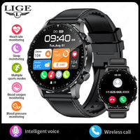 Magnetic Leather Strap Smart Watch - Men's Bluetooth Fitness Watch for Android & iPhone