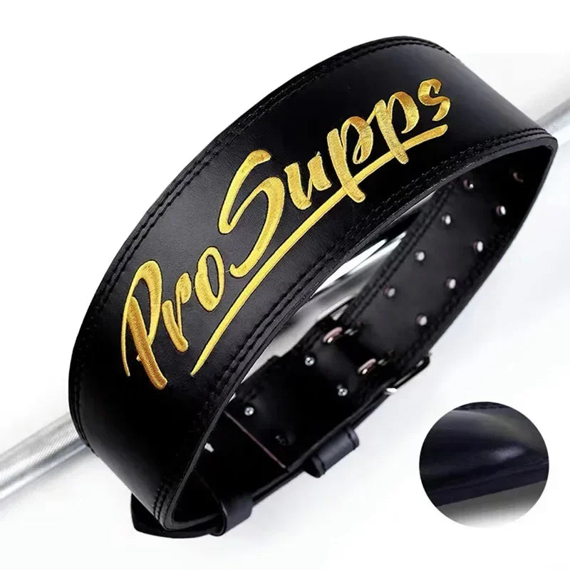 Leather Weightlifting Belt - Lumbar Support Strap for Squats &amp; Deadlifts