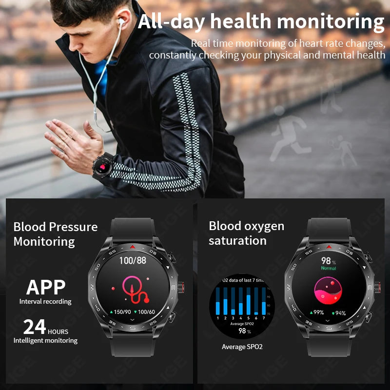 AMOLED Smart Watch with Earbuds - Bluetooth Fitness Watch for Music &amp; Training