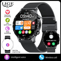 Magnetic Leather Strap Smart Watch - Men's Bluetooth Fitness Watch for Android & iPhone