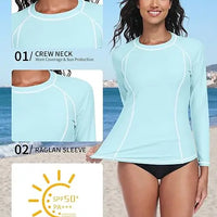 UPF 50+ Long Sleeve Rash Guard Top
