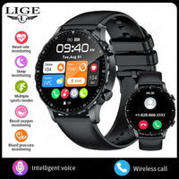 Magnetic Leather Strap Smart Watch - Men's Bluetooth Fitness Watch for Android & iPhone