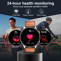 Magnetic Leather Strap Smart Watch - Men's Bluetooth Fitness Watch for Android & iPhone