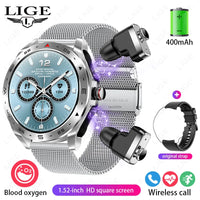 AMOLED Smart Watch with Earbuds - Bluetooth Fitness Watch for Music & Training