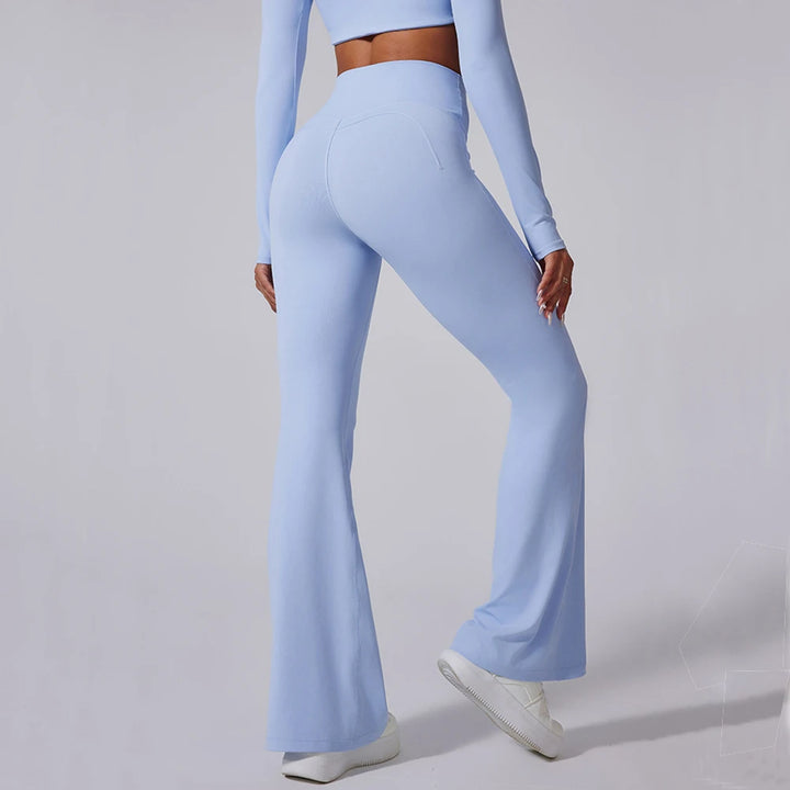 High-Waist Flared Yoga Pants with Pockets