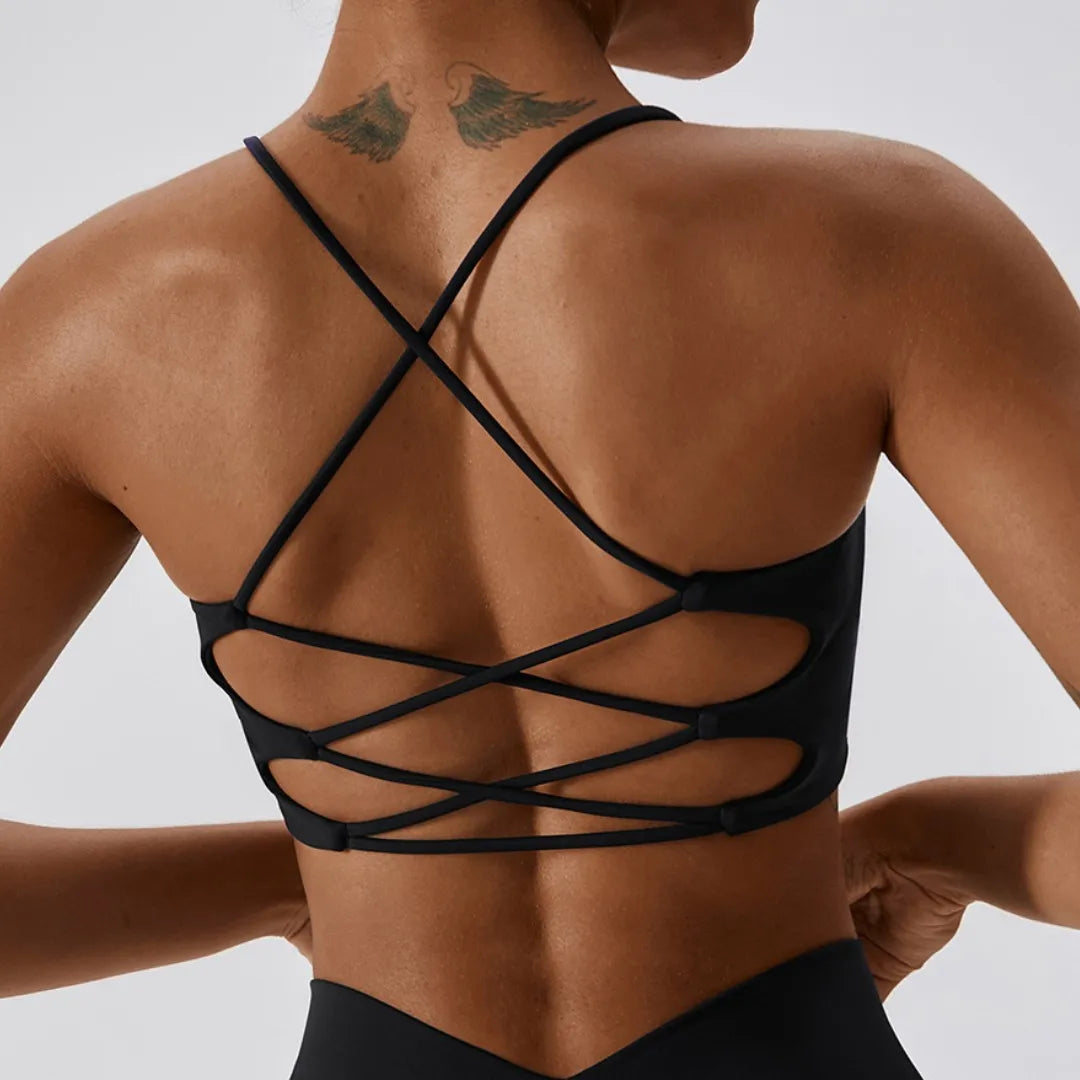 Cross-Back Strappy Sports Bra