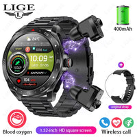 AMOLED Smart Watch with Earbuds - Bluetooth Fitness Watch for Music & Training