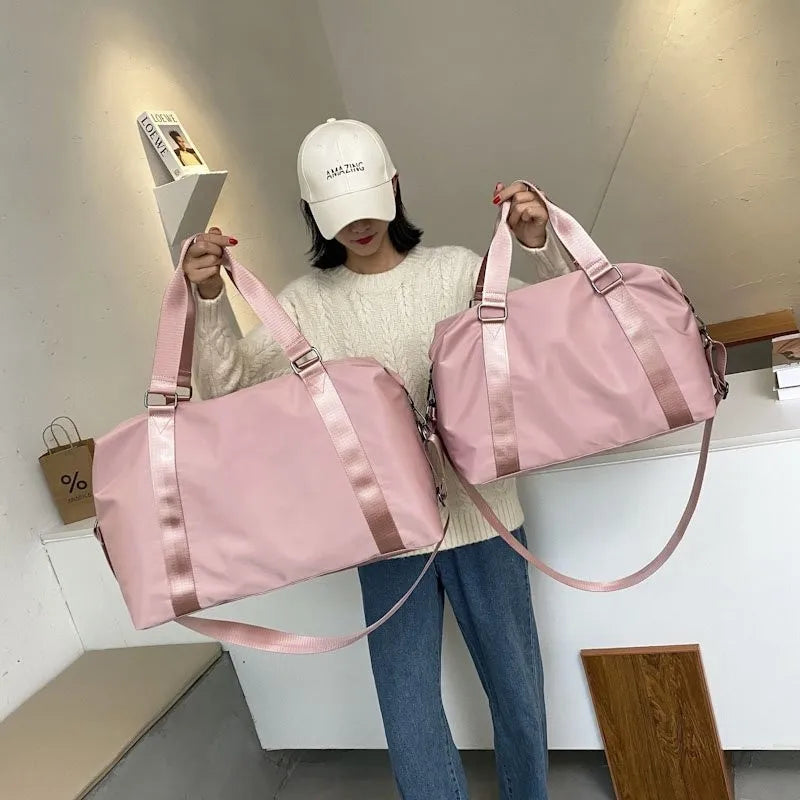Waterproof Nylon Duffle Tote Bag - Women's Large Travel Gym Bag with Wet-Dry Pockets