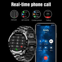 Luxury Steel Band Smart Watch - Men's Bluetooth Fitness Watch with Waterproof Design