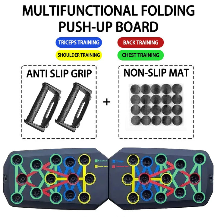 Foldable Push-Up Board Set - Multifunction Training System for Chest &amp; Core Workouts