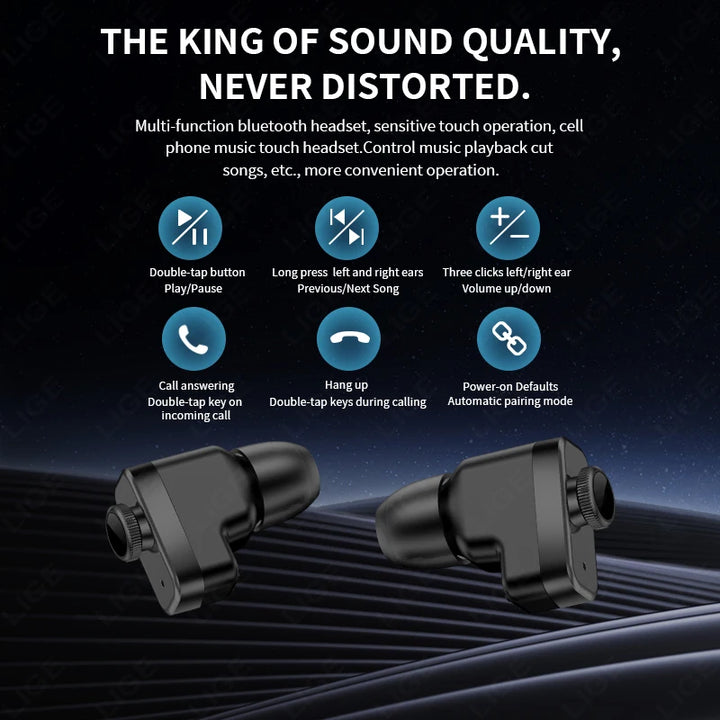 AMOLED Smart Watch with Earbuds - Bluetooth Fitness Watch for Music &amp; Training