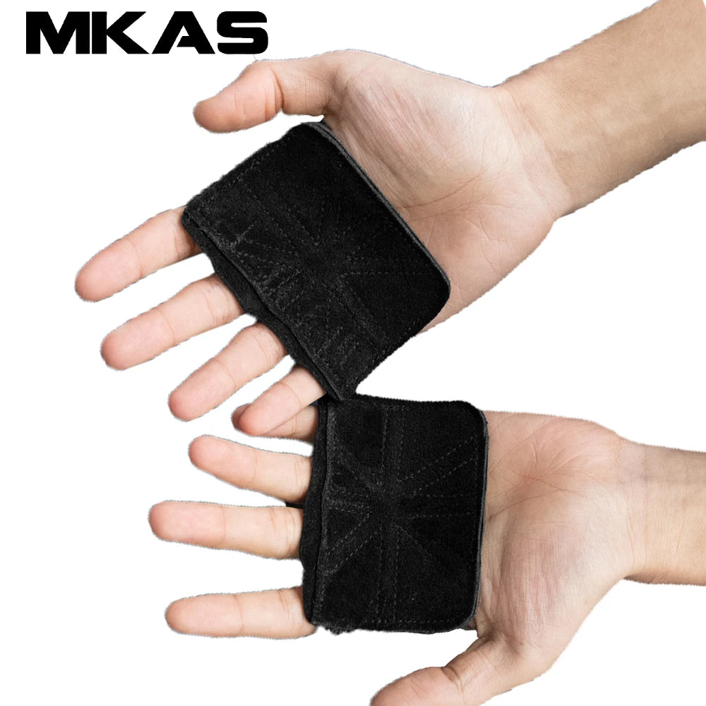 Leather Weightlifting Gloves - Palm Protection Grips for Pull-Ups &amp; Gym Training