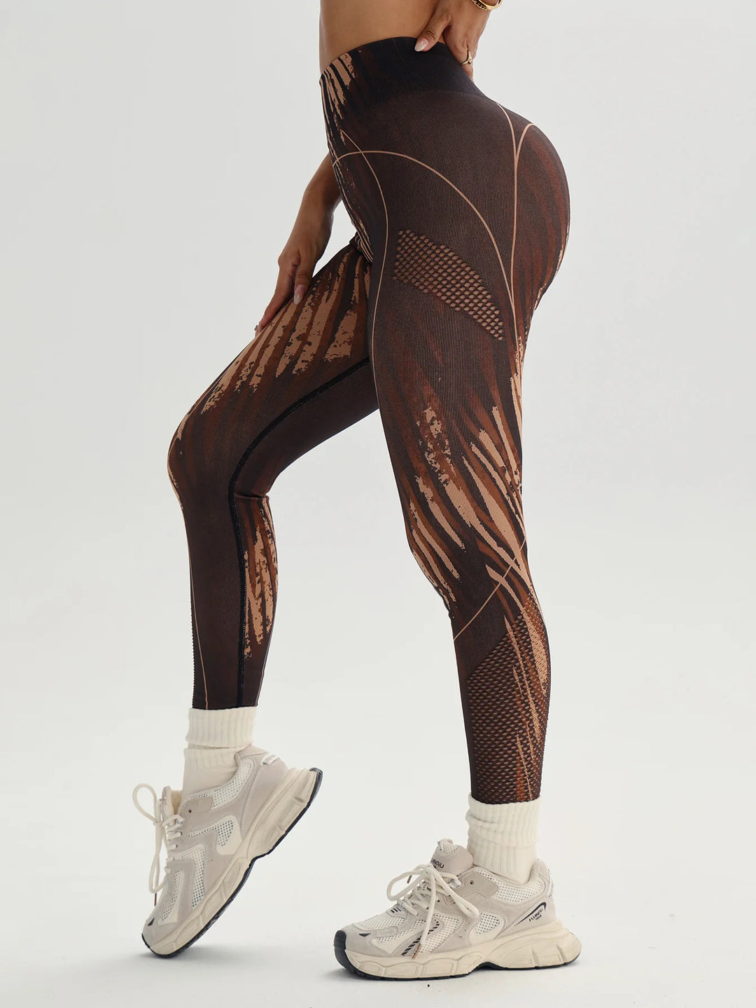 Lattice Print High-Waist Leggings