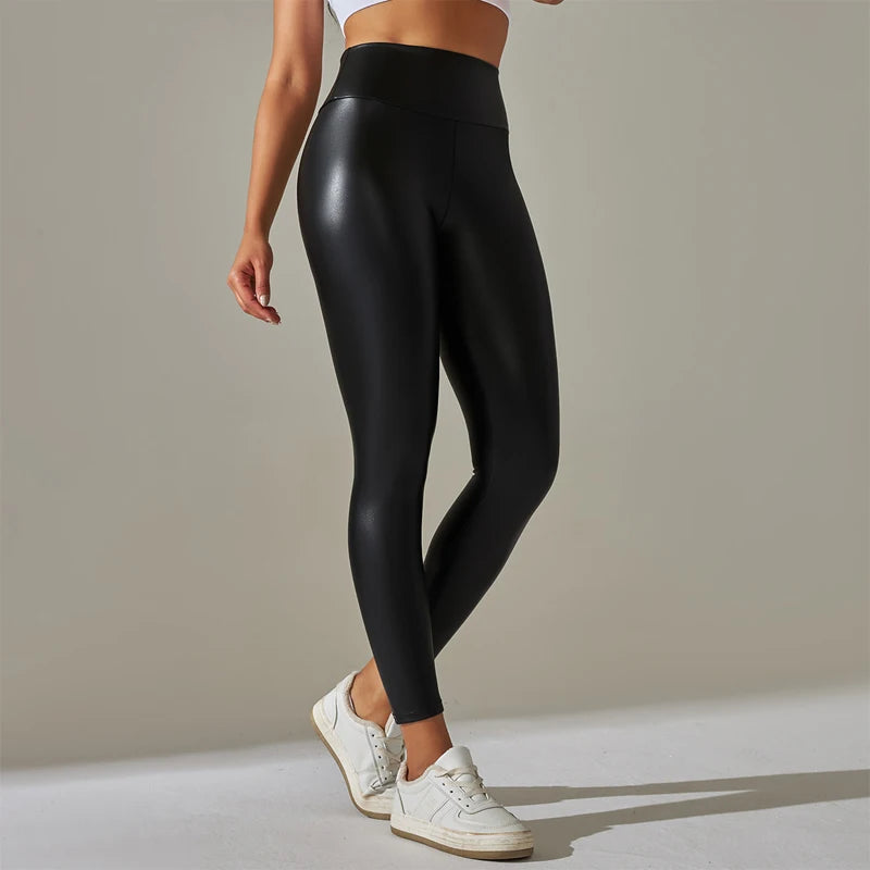 High-Waist Faux Leather Leggings - Women&