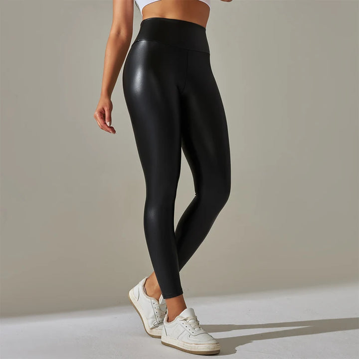 High-Waist Faux Leather Leggings - Women&