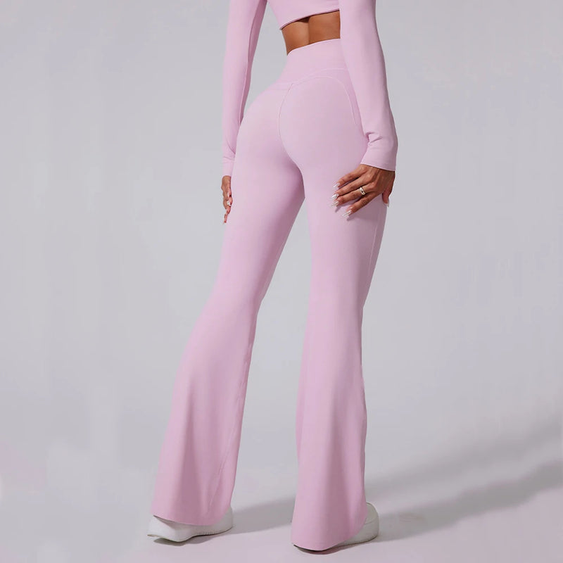 High-Waist Flared Yoga Pants with Pockets