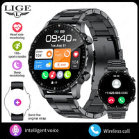 Magnetic Leather Strap Smart Watch - Men's Bluetooth Fitness Watch for Android & iPhone