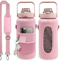 Half-Gallon Motivational Water Bottle - Leakproof Hydration Flask for Gym & Travel