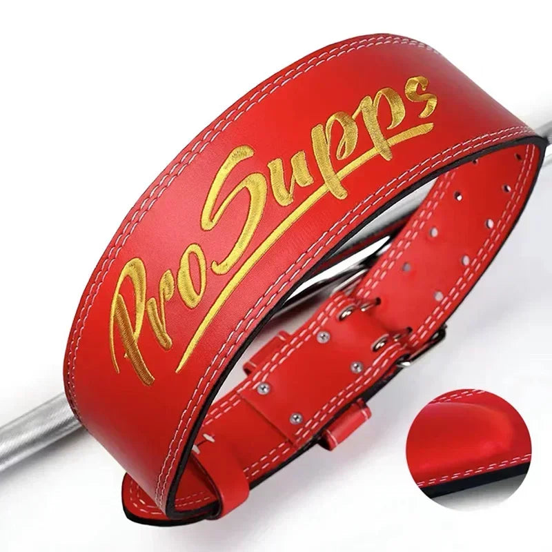 Leather Weightlifting Belt - Lumbar Support Strap for Squats &amp; Deadlifts