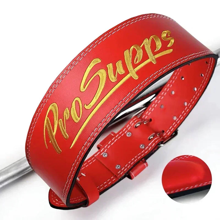 Leather Weightlifting Belt - Lumbar Support Strap for Squats &amp; Deadlifts