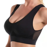 Seamless Mesh Sports Bra with Removable Pads