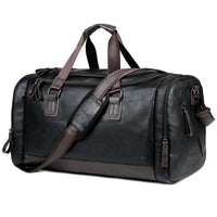 Genuine Leather Duffel Bag - Men's Training Bag for Workout, Travel & Weekend Trips