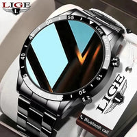 Luxury Steel Band Smart Watch - Men's Bluetooth Fitness Watch with Waterproof Design
