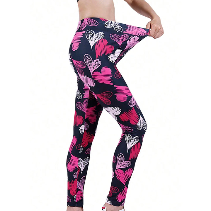 Heart Print Stretch Fitness Leggings