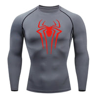 Men's Spider Print Long Sleeve Compression Shirt
