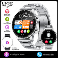 Magnetic Leather Strap Smart Watch - Men's Bluetooth Fitness Watch for Android & iPhone