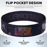 Slim Running Belt Waist Bag - Elastic Phone Pouch for Marathon & Jogging