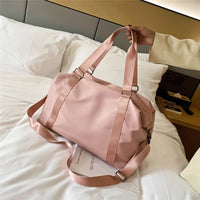 Waterproof Nylon Duffle Tote Bag - Women's Large Travel Gym Bag with Wet-Dry Pockets