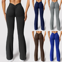 V-Back Flare Fitness Leggings - Women's High-Waist Pants for Gym & Casual Wear