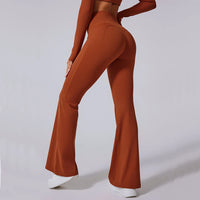 High-Waist Flared Yoga Pants with Pockets