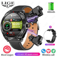 AMOLED Smart Watch with Earbuds - Bluetooth Fitness Watch for Music & Training