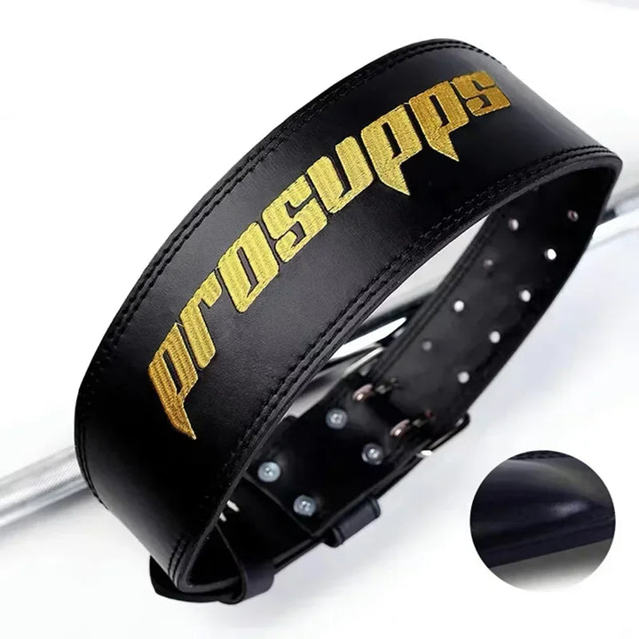 Leather Weightlifting Belt - Lumbar Support Strap for Squats &amp; Deadlifts